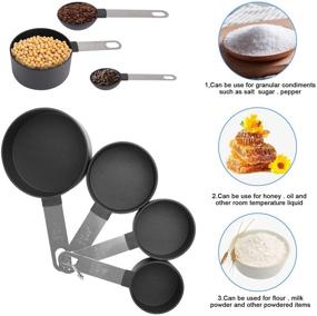 img 1 attached to 🥄 Newegger 8Pcs Plastic Measuring Cups and Spoons Set with Stainless Steel Handle and Silicone Collapsible Funnel – Ideal for Dry and Liquid Ingredients (Black)