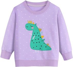 img 4 attached to Stylish and Comfortable: Toddler Girls Long Sleeve Collage Sweatshirts and T-Shirts