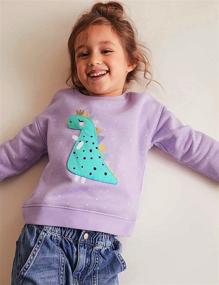 img 3 attached to Stylish and Comfortable: Toddler Girls Long Sleeve Collage Sweatshirts and T-Shirts