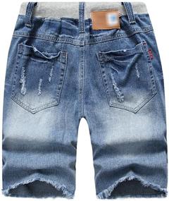 img 3 attached to Stylish & Trendy LOKTARC Boys' Ripped Frayed Denim Shorts - Convenient Pull-On Design