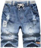 stylish & trendy loktarc boys' ripped frayed denim shorts - convenient pull-on design logo