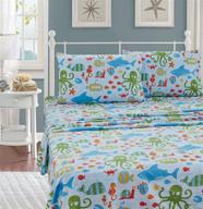 sea life sheet set - octopus, crabs, fishes, whales, sharks - light blue, green, red, orange - new - #octopus (twin) logo