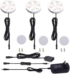 img 4 attached to 🔦 AIBOO 12V LED Under Cabinet Lighting Kit - Slim Aluminum Puck Lights with 2-Way Switch for Counter Closet - 3 Packs, 6W, Natural White - All Accessories Included