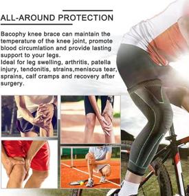 img 1 attached to 🏀 Bacophy Full Leg Compression Knee Sleeves for Women & Men, Long Leg & Calf Braces with Non-Slip Strap - Ideal for Basketball, Running, Football, and Outdoor Activities - 1 Pair