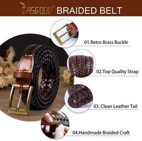 img 1 attached to Braided Leather JASGOOD Single B Brown Men's Accessories in Belts