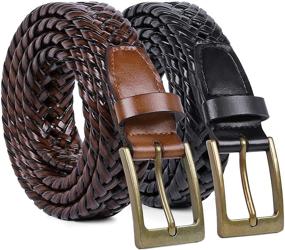 img 4 attached to Braided Leather JASGOOD Single B Brown Men's Accessories in Belts