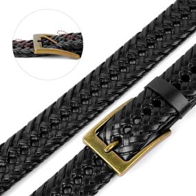 img 2 attached to Braided Leather JASGOOD Single B Brown Men's Accessories in Belts