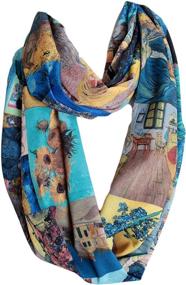 img 2 attached to 🎨 Etwoa's Van Gogh Artistic Infinity Scarf Circle Loop Tube Scarf