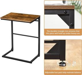 img 1 attached to 🌟 HOOBRO Side Table for Small Spaces - C-Shape Sofa End Table with Storage Pocket, 27.2-inch Height Snack Table - Portable Laptop Table Beside Bed or Sofa, Industrial Steel Frame, Rustic Brown Finish BF56SF01