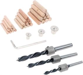 img 1 attached to 🔨 37-Piece Handheld Woodworking Dowel Jig Kit: 6mm 5/16" 3/8" Drill Guide Metal Sleeve, Wood Drilling Doweling Hole Saw Tools with 30 Wood Dowel Pins, 3 Drill Bits, 3 Wood Points Center Pins, and 1 Doweling Jig