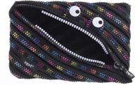 🖍️ large monster pencil pouch for kids with zippered closure - holds up to 60 pens - black & rainbow design логотип