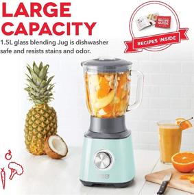 img 2 attached to 🥤 Dash Quest 1.5L Countertop Blender: Stainless Steel Blades for Coffee Drinks, Desserts, Frozen Cocktails, Purées, Shakes, Soups, Smoothies & More - Aqua