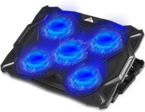 img 4 attached to 💻 CP3 Laptop Cooling Pad - 5 Ultra-Quiet Fans Notebook Cooler, Supports 17.3 Inch Heavy-Duty Laptops, Cooling Stand for Gaming, Office, Work from Home with LED Light (Blue)