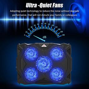 img 2 attached to 💻 CP3 Laptop Cooling Pad - 5 Ultra-Quiet Fans Notebook Cooler, Supports 17.3 Inch Heavy-Duty Laptops, Cooling Stand for Gaming, Office, Work from Home with LED Light (Blue)