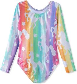 img 3 attached to Unicorn Pink Purple Sparkly Gymnastics Leotards for Girls: Dancewear Activewear that's Quick-Drying!