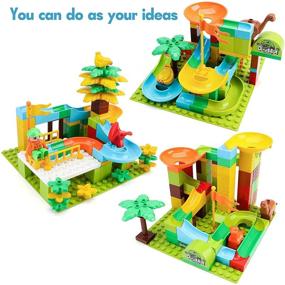 img 3 attached to 🦖 Unleash Creativity with Nicknack Classic Big Blocks: Dinosaur Marble Run Building Set for Toddlers - 166PCS