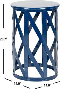 img 2 attached to 🪑 SAFAVIEH Home Collection Bertram Navy 21-inch Lattice Accent Side Table Stool for Living Room, Bedroom, Entryway, Foyer, Bathroom