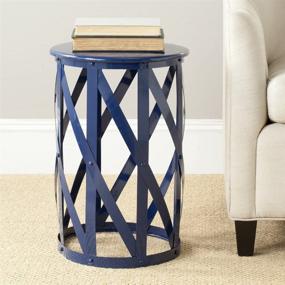 img 1 attached to 🪑 SAFAVIEH Home Collection Bertram Navy 21-inch Lattice Accent Side Table Stool for Living Room, Bedroom, Entryway, Foyer, Bathroom