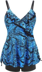 img 4 attached to Floral Tankini Swimwear: Trendy Women's Bathing Suit for Stylish Poolside Fashion