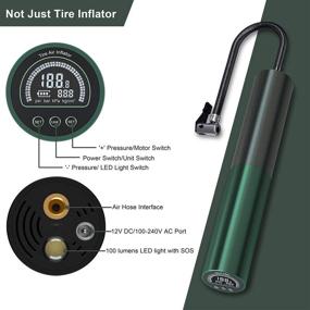 img 2 attached to ICARMAINT Mini Tire Inflator - Portable Air Compressor with 3000mAh Lithium Battery, Digital Gauge LCD Display, LED Light, 140 PSI - 110V AC/12V DC Air Pump for Car, Motorcycle, and Bike