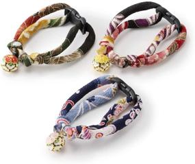 img 1 attached to 🌸 Japanese Handcrafted Chirimen Plum Blossom Cat Collar - 1 Size Fits All, Made with Kimono Fabric