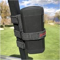 the original bushwhacker portable speaker mount - ultimate golf cart accessory - adjustable strap for bluetooth speakers on railing logo