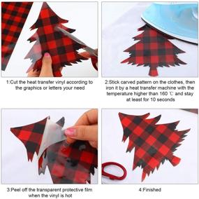 img 2 attached to 🦬 Buffalo Plaid Heat Transfer Printed Adhesive Iron on Vinyl: Red Black Check Vinyl Sheets for Halloween Christmas Crafts & Decor