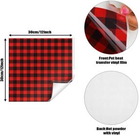 img 3 attached to 🦬 Buffalo Plaid Heat Transfer Printed Adhesive Iron on Vinyl: Red Black Check Vinyl Sheets for Halloween Christmas Crafts & Decor