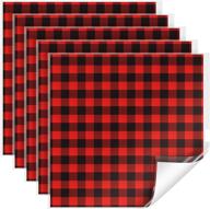 🦬 buffalo plaid heat transfer printed adhesive iron on vinyl: red black check vinyl sheets for halloween christmas crafts & decor logo