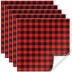 img 4 attached to 🦬 Buffalo Plaid Heat Transfer Printed Adhesive Iron on Vinyl: Red Black Check Vinyl Sheets for Halloween Christmas Crafts & Decor