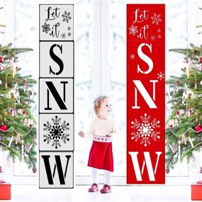 img 2 attached to 🎄 10-Pack of LYPER Let It Snow and Joy Snowflake Stencils for Porch Signs, Merry Christmas Large Vertical Templates for Reusable Letter Stenciling on Wood - Winter Front Door Decor