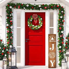 img 1 attached to 🎄 10-Pack of LYPER Let It Snow and Joy Snowflake Stencils for Porch Signs, Merry Christmas Large Vertical Templates for Reusable Letter Stenciling on Wood - Winter Front Door Decor