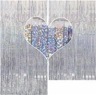 🎉 cylmfc foil fringe curtains - set of 2, 3ft x 8ft sparkle metallic curtains for party decorations, photo booth decor, party suppliers - silver logo