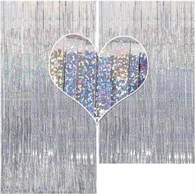 img 4 attached to 🎉 CYLMFC Foil Fringe Curtains - Set of 2, 3ft x 8ft Sparkle Metallic Curtains for Party Decorations, Photo Booth Decor, Party Suppliers - Silver