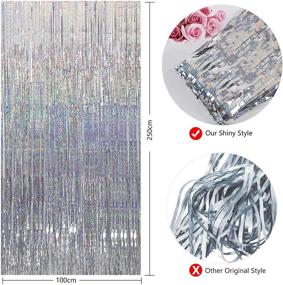 img 2 attached to 🎉 CYLMFC Foil Fringe Curtains - Set of 2, 3ft x 8ft Sparkle Metallic Curtains for Party Decorations, Photo Booth Decor, Party Suppliers - Silver