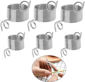 img 4 attached to 🧶 Enhance Your Crochet and Knitting Experience with the 6 Pack 2 Size Metal Yarn Guide Finger Holder Knitting Thimble