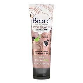 img 1 attached to 🌹 Bioré Rose Quartz Charcoal Face Wash Cleanser + Gentle Pore Refining Scrub, Dermatologist Tested Total Skincare Set for Purified Pores, Oil-Free - 6.77 oz & 4 oz