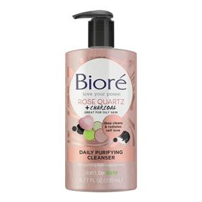 img 2 attached to 🌹 Bioré Rose Quartz Charcoal Face Wash Cleanser + Gentle Pore Refining Scrub, Dermatologist Tested Total Skincare Set for Purified Pores, Oil-Free - 6.77 oz & 4 oz