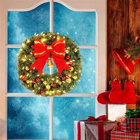 img 1 attached to LAIWEN 24inch Outdoor Christmas Wreath: Festive Door Décor with 50 LED Lights & 8 Modes