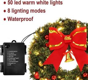 img 3 attached to LAIWEN 24inch Outdoor Christmas Wreath: Festive Door Décor with 50 LED Lights & 8 Modes