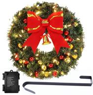 laiwen 24inch outdoor christmas wreath: festive door décor with 50 led lights & 8 modes логотип