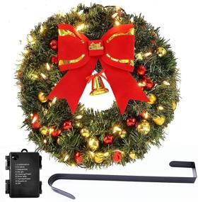 img 4 attached to LAIWEN 24inch Outdoor Christmas Wreath: Festive Door Décor with 50 LED Lights & 8 Modes