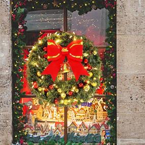 img 2 attached to LAIWEN 24inch Outdoor Christmas Wreath: Festive Door Décor with 50 LED Lights & 8 Modes