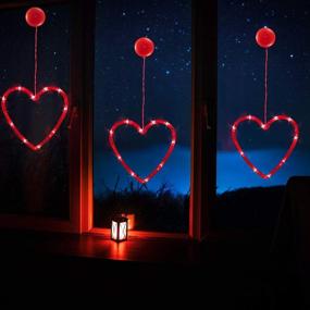 img 2 attached to Valentine's Day LED Window Lights Set - 3 Red Heart Backdrop String Lights for Outdoor Indoor Home Bedroom Wedding Party Holiday Wall Decoration