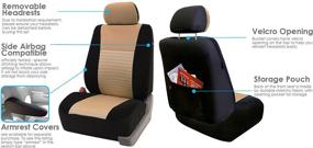 img 1 attached to 🚗 Universal Fit Trendy Elegance FH Group FB060114 Car Seat Covers - Beige/Black Color, Airbag Compatible, Split Bench - Suitable for Most Cars, Trucks, SUVs, Vans