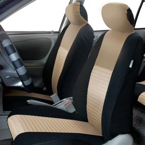 img 3 attached to 🚗 Universal Fit Trendy Elegance FH Group FB060114 Car Seat Covers - Beige/Black Color, Airbag Compatible, Split Bench - Suitable for Most Cars, Trucks, SUVs, Vans