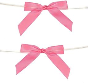 img 1 attached to 100-Piece Pink Satin Twist Tie Ribbon Bow by Juvale, 2.5 x 3 Inches