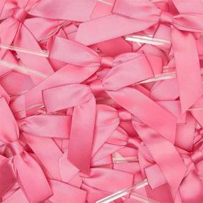 img 3 attached to 100-Piece Pink Satin Twist Tie Ribbon Bow by Juvale, 2.5 x 3 Inches