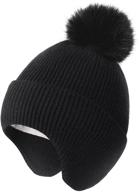 warmth and style combined: camptrace winter earflap knitted beanie for boys' hats & caps logo