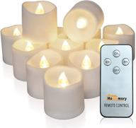 🕯️ homemory 12-pack flameless led votive candles with remote control, long-lasting battery operated tea lights with timers, electric flickering candles in warm white for wedding & festival decorations logo